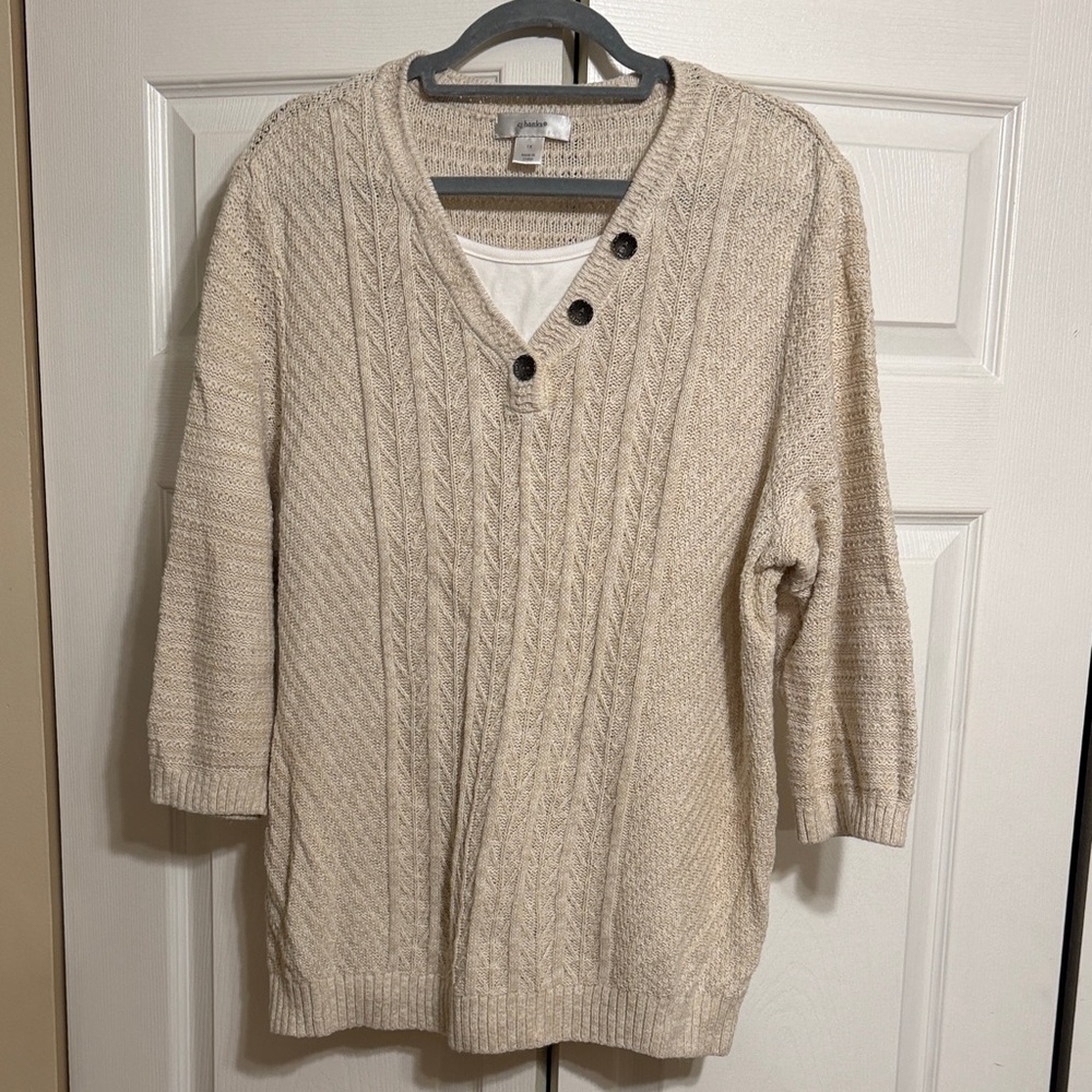 Christopher & Banks Beige V-Neck Sweater